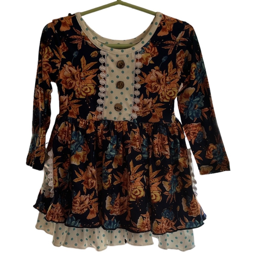 Button detailed floral dot dress
